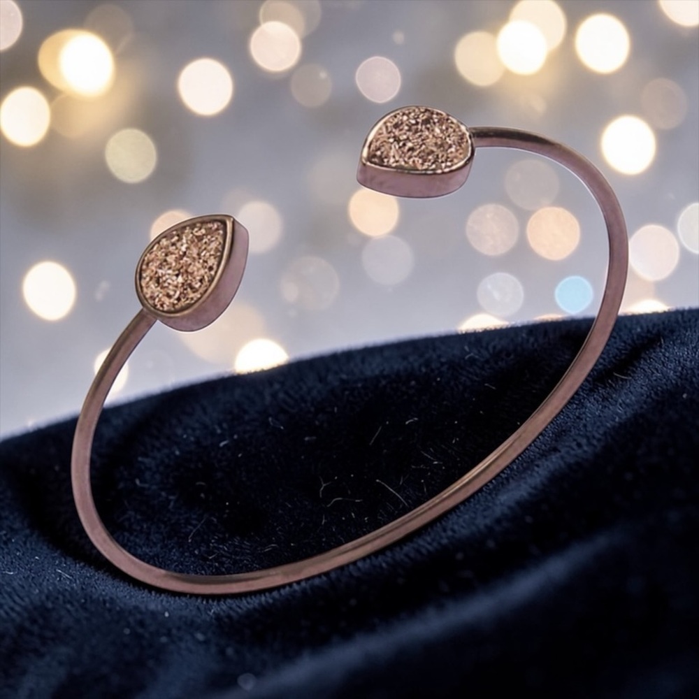 🤎ALEX AND ANI🤎Glitter Druzy Flex Cuff Bracelet with Chocolate Finish/NWT